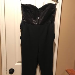 Black sweetheart neck sequin jumpsuit